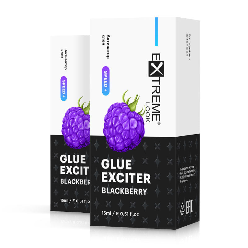 Confezione e packaging dell'attivatore per colla a presa rapida Blackberry Exciter di Extreme Look.