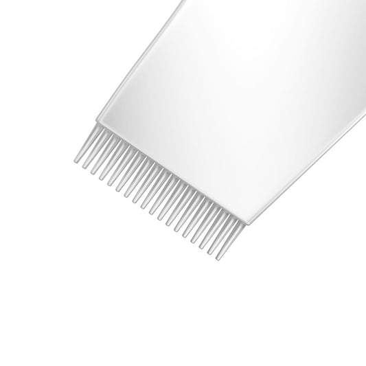 Dettaglio dei micro-denti di precisione dell'applicatore IC FACTORY per l'allineamento parallelo delle ciglia.