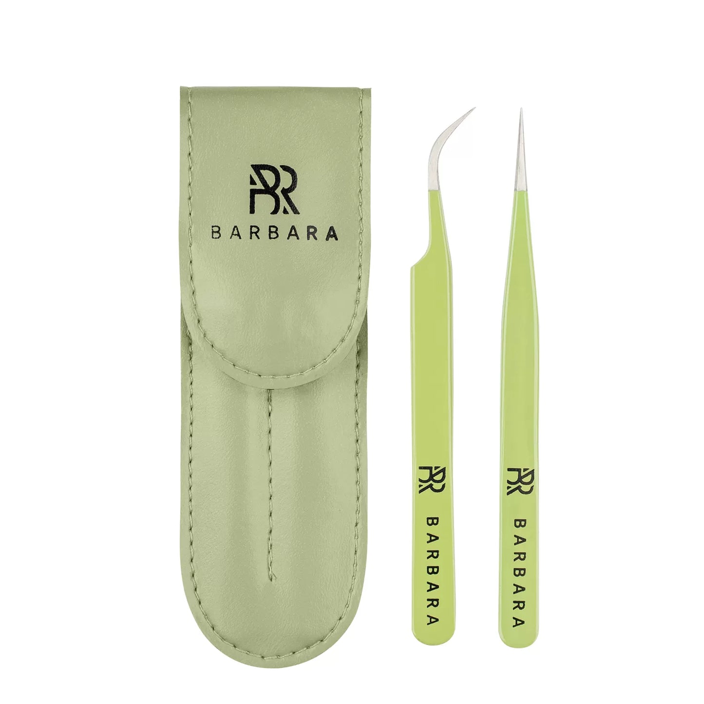Barbara Eyelash Extension Tweezers Set - "Olive Green"
