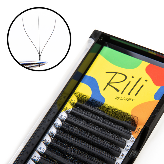 Extension ciglia nere Rili "W-3D" - 12 linee (ventagli pronti)