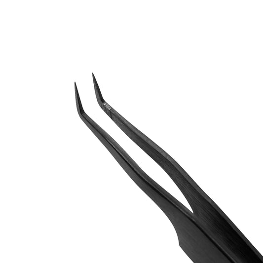 Pinzetta per Extension Ciglia Lovely "Elegant Grace" – Serie NanoFiber Black, Tipo L (7 mm), Angolo 45°