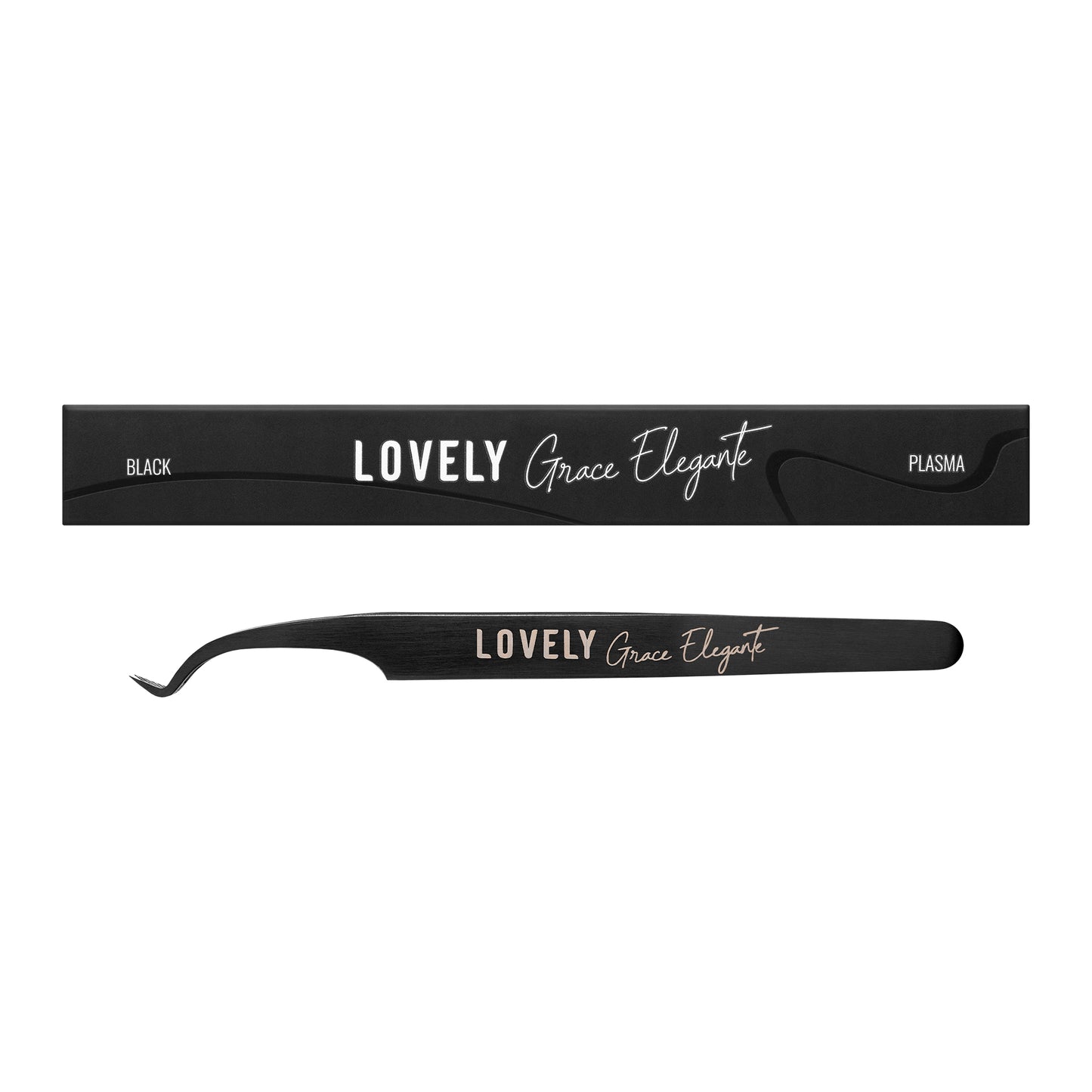 Pinzetta per Extension Ciglia Lovely NanoFiber – Grace Elegante Black, Tipo L 5 mm con Curvatura