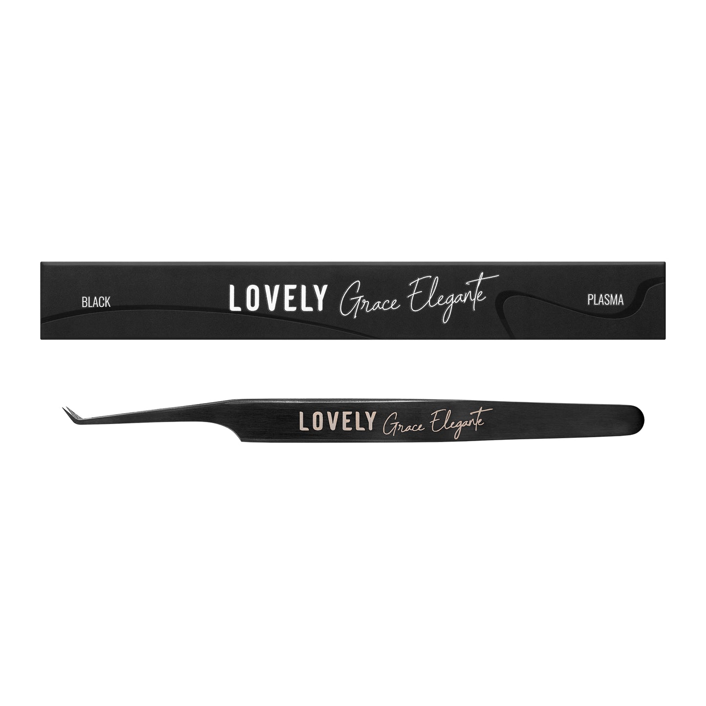 Pinzetta per Extension Ciglia Lovely "Elegant Grace" – Serie NanoFiber Black, Tipo L (5 mm), Angolo 45°
