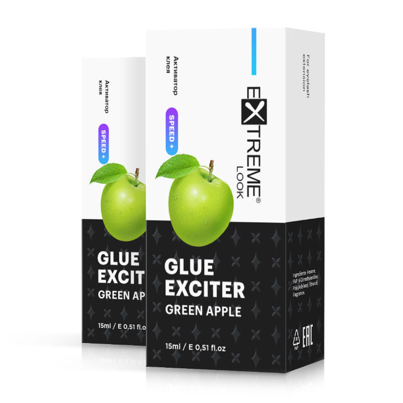 Confezione e packaging dell'attivatore per colla a presa rapida Apple Exciter di Extreme Look.