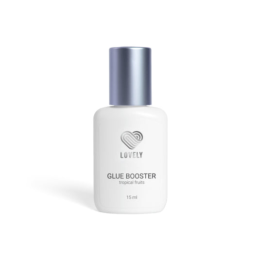 Flacone professionale da 15ml di Booster colla extension ciglia Lovely Tropical Fruits con tappo metallizzato blu.
