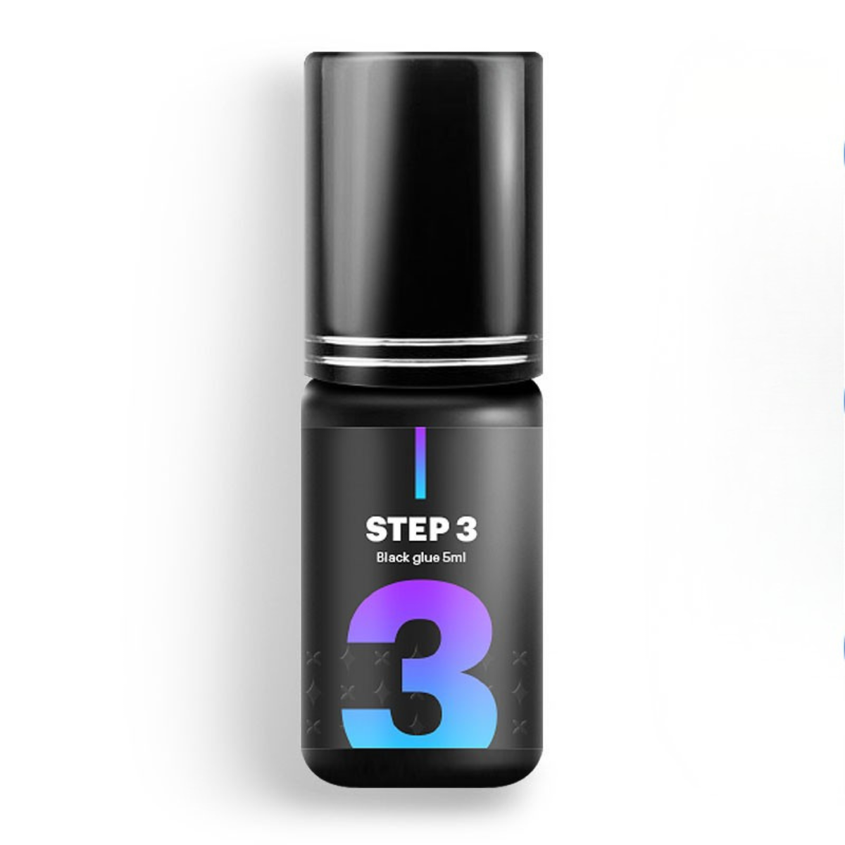 Boccetta da 5ml di colla nera per extension ciglia Extreme Look Step 3 con grande numero 3 sfumato viola e azzurro.
