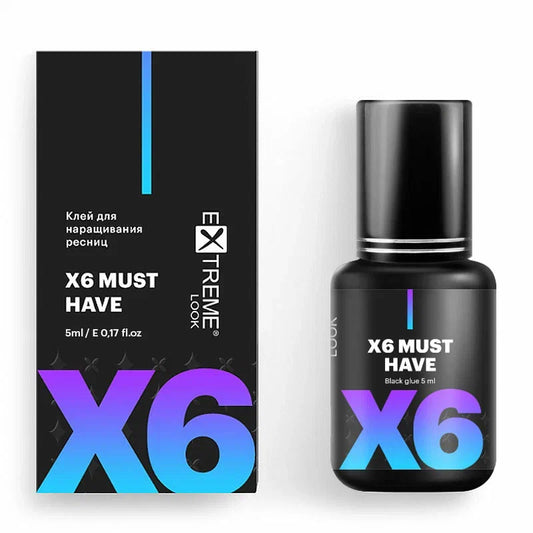 Confezione completa colla Extreme Look X6 Must Have con boccetta da 5ml e scatola originale su sfondo bianco.
