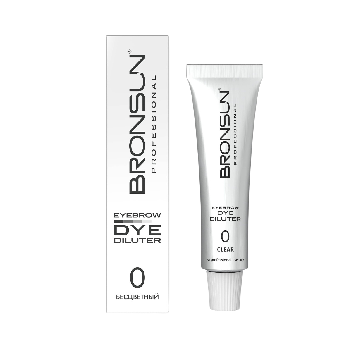 Confezione completa con scatola e tubetto da 15ml del Diluente incolore BRONSUN #0 (Clear) per tinte ciglia e sopracciglia.