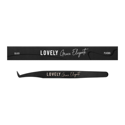 Pinzetta per Extension Ciglia Lovely "Elegant Grace" – Serie NanoFiber Black, Mini Stivaletto
