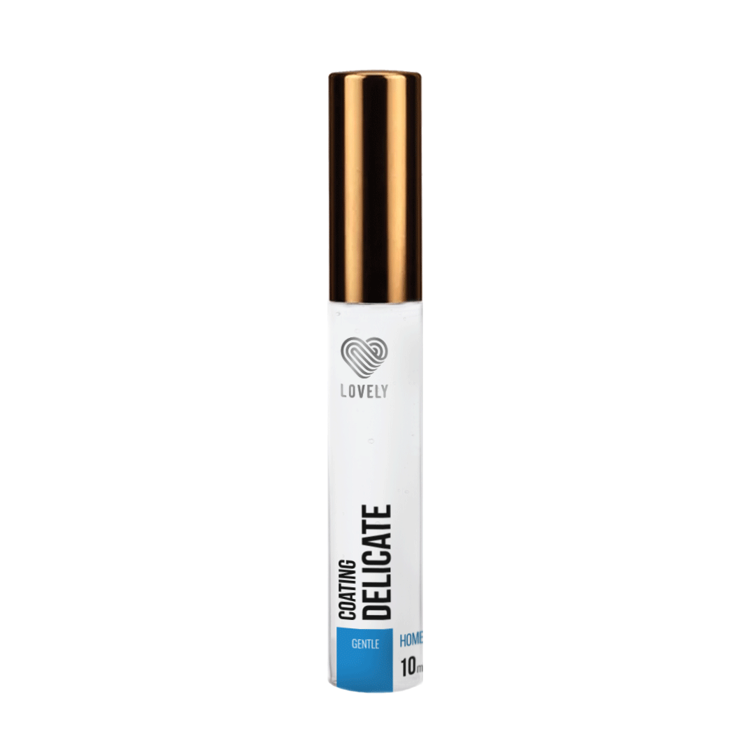 Flacone da 10 ml di fissante protettivo Coating Delicate per extension ciglia classiche e volume del brand Lovely.