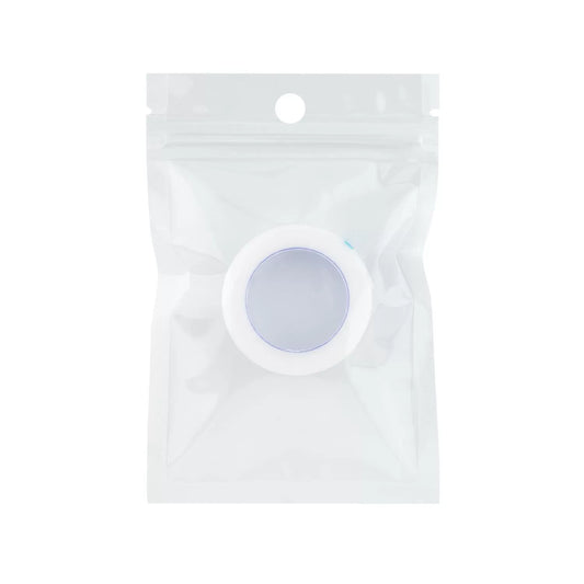 Retro della bustina protettiva trasparente contenente il rotolo di nastro adesivo in plastica traspirante Barbara per extension ciglia.