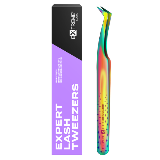 Extreme Look eyelash extension tweezers - "Multicolor" L 