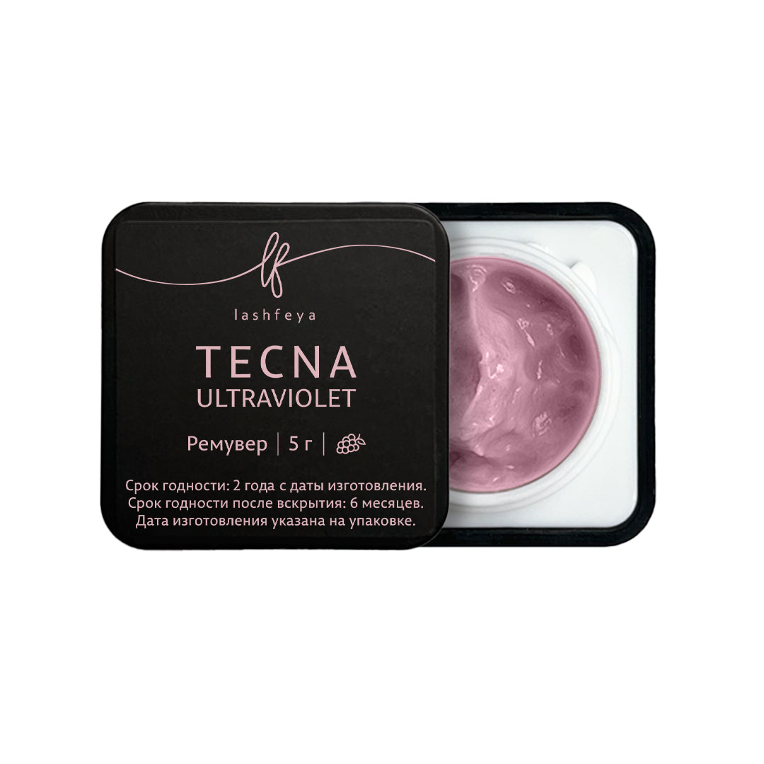 Remover extension ciglia pudding Tecna UV Lashfeya in vasetto da 5 g con texture cremosa rosa, ideale per rimozione precisa e sicura delle extension.