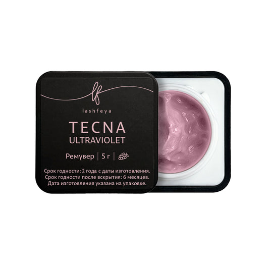 Remover extension ciglia pudding Tecna UV Lashfeya in vasetto da 5 g con texture cremosa rosa, ideale per rimozione precisa e sicura delle extension.