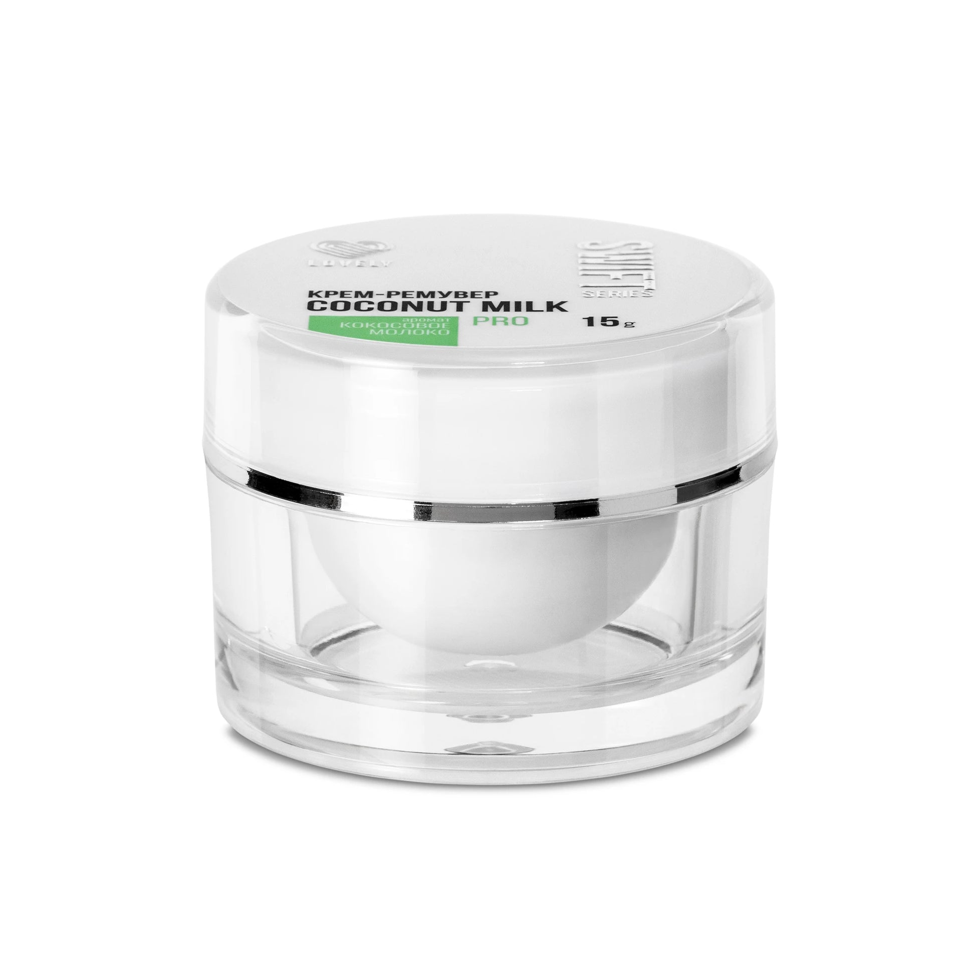 Confezione professionale da 15g del Cream Remover Lovely Swift Series al latte di cocco per extension ciglia.